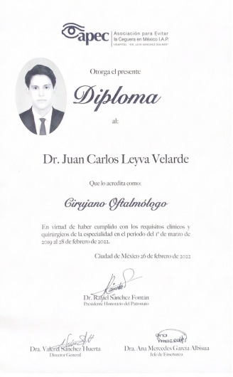 Diploma de Cirujano Oftalmólogo